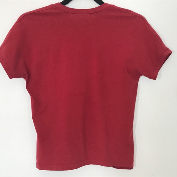 Vintage Tommy Hilfiger Women’s Form Fitting Red Short Sleeved T-Shirt With Scoop - Picture 6 of 9